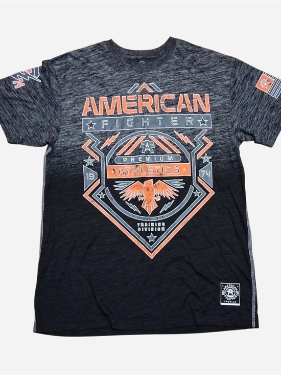 American Fighter Other - American Fighter Black & Charcoal Graphic Short Sleeve Tee with Orange Accent